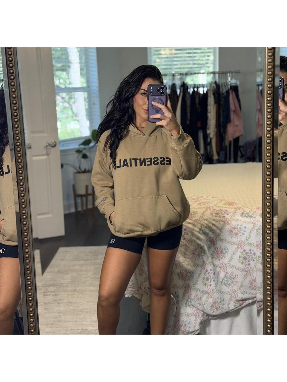 Fear of God Essentials Hoodie Taupe Oversized Pullover Sweatshirt Unisex Size S